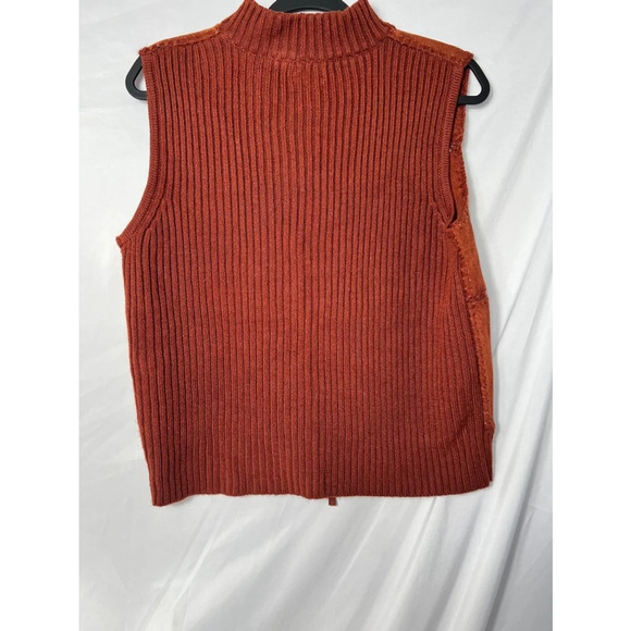 Vtg Designers Studio Originals Brown and Orange Leather and Knit Vest -‎ Size M - Picture 2 of 4